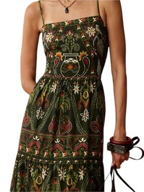 Anaya Few Moda Samira Dress Tapestry Print Floral Dark Grey Lined NWT